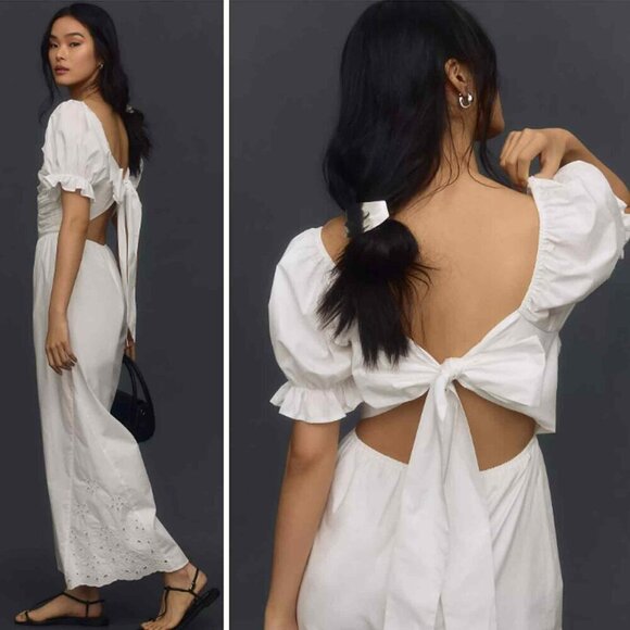 NWT En Saison Emma Eyelet Jumpsuit, White, Size Small - Picture 3 of 8